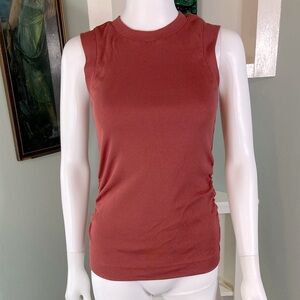 White House Black Market ruched Ribbed Sleeveless shirt top Rust Tank Top XSmall
